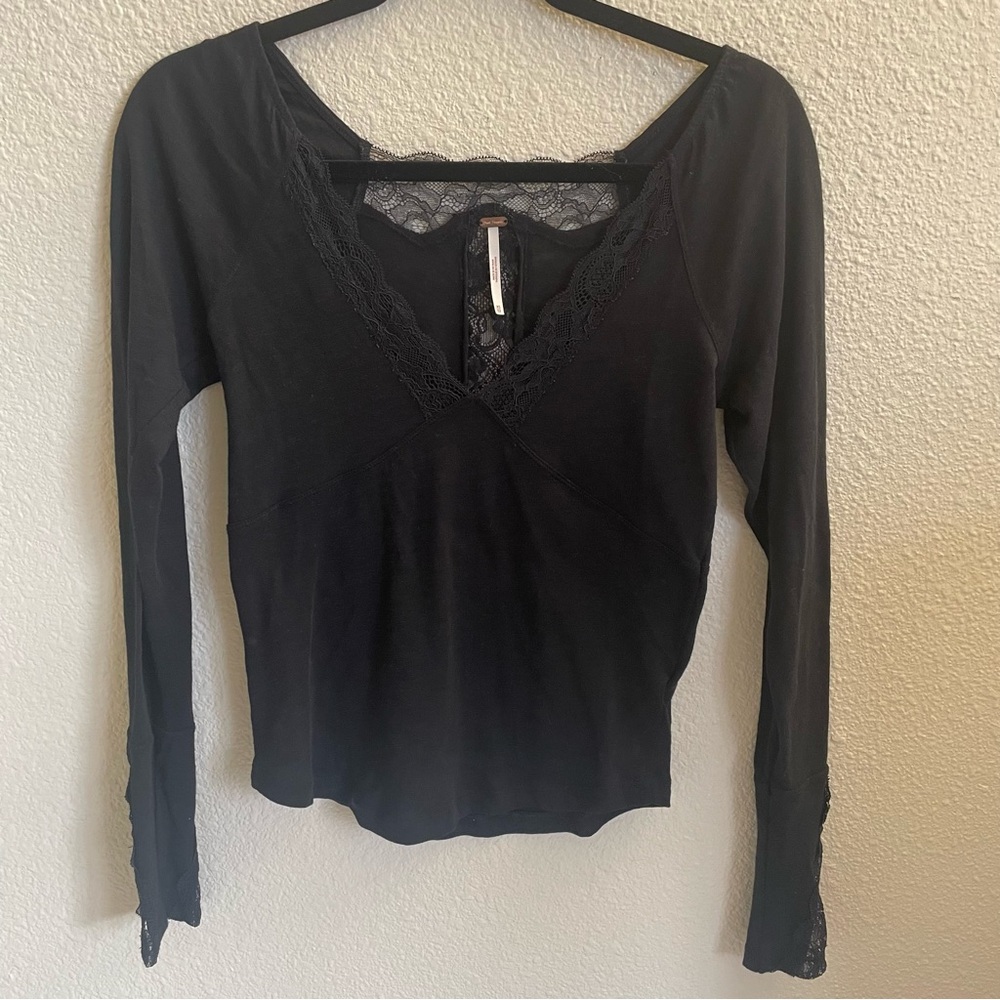 Free People Long Sleeve Lace Top
